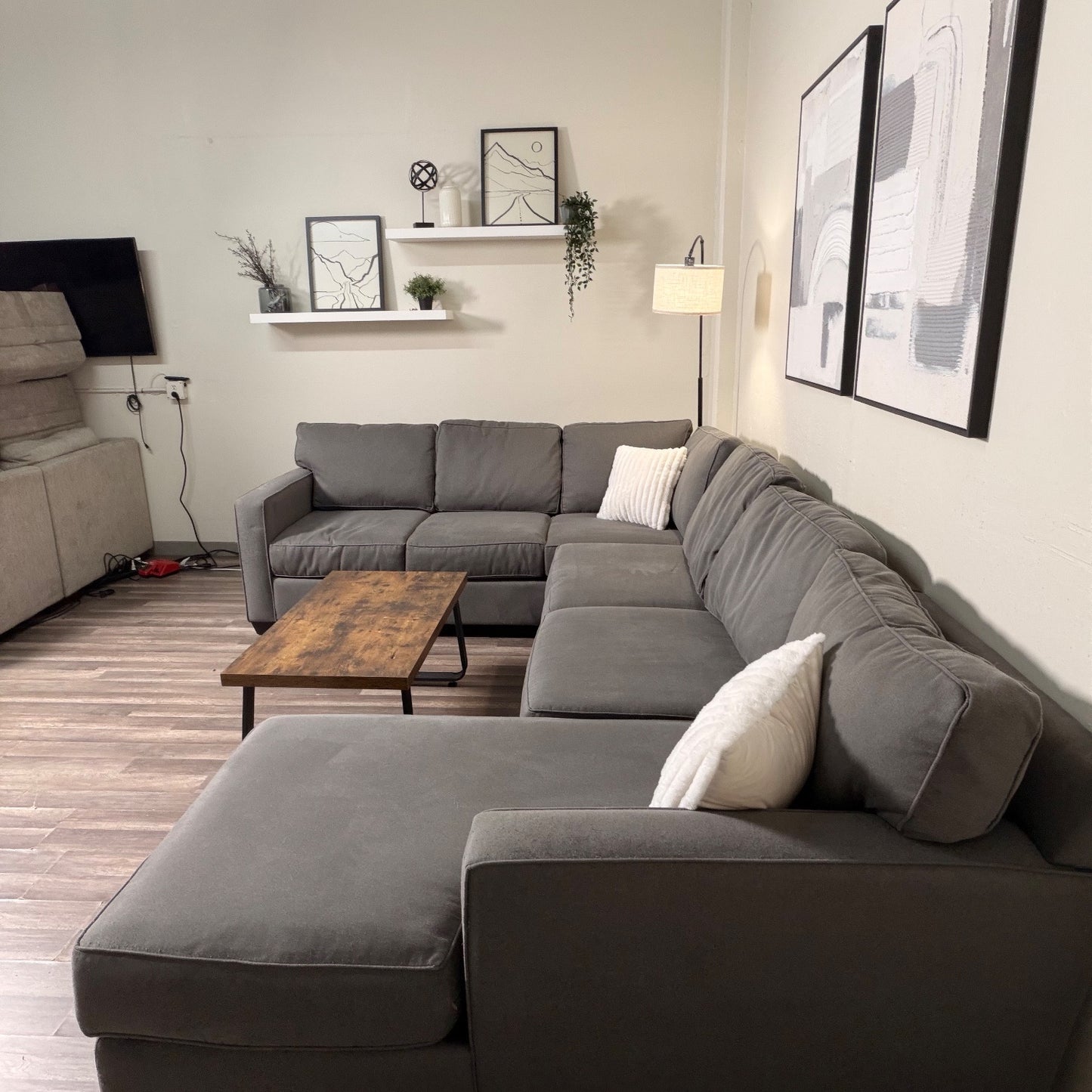 Living Spaces Gray U Shaped Sectional