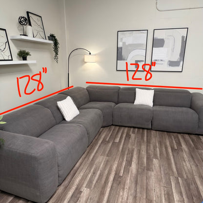 Living Spaces Gray Modular Sectional with Electric Recliners