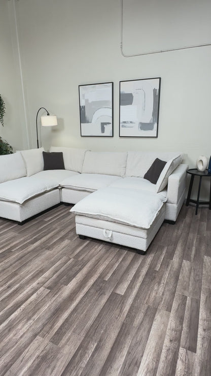 New In Box Cloud Boucle Modular Sectional - 5 Piece