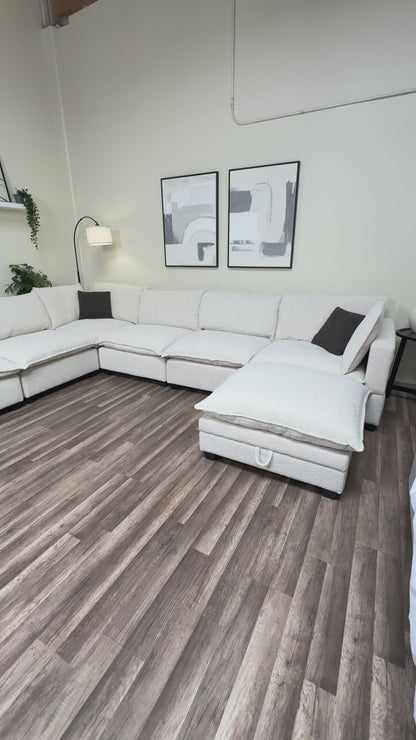 New In Box Cloud Boucle Modular Sectional - 7 Piece