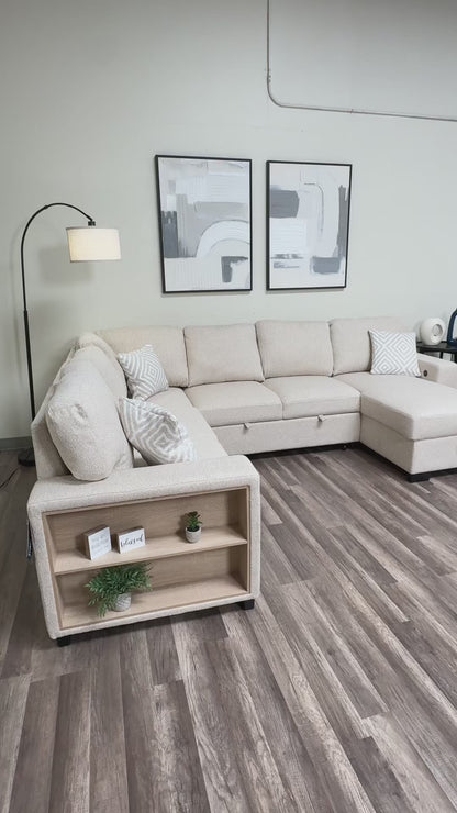 Atlantic Beige Sectional Sleeper with Storage
