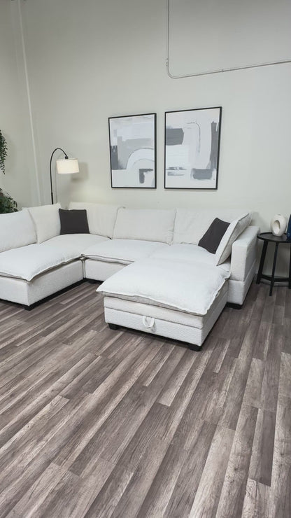 New In Box Cloud Boucle Modular Sectional - 5 Piece