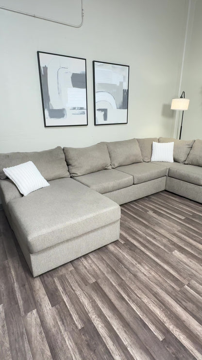 Living Spaces Beige U Shaped Sectional