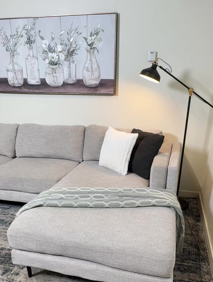Light Gray Sectional with Wide Chaise