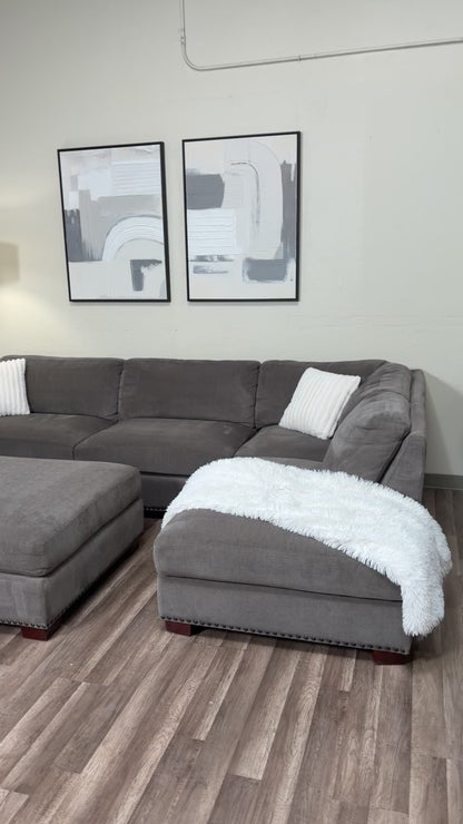 Gray Thomasville Sectional with Ottoman