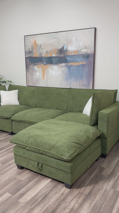 Sonoma Cloud 4-Piece Modular Sectional - Olive Green