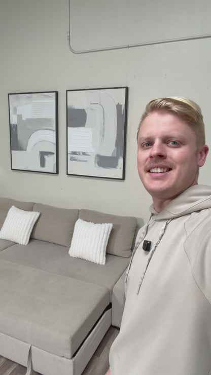 Beige Ikea Friheten Sectional with Sleeper and Storage