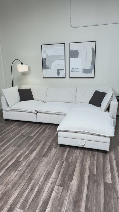 New In Box Cloud Boucle Modular Sectional - 4 Piece