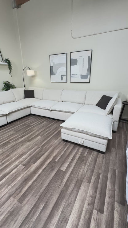 New In Box Cloud Boucle Modular Sectional - 7 Piece