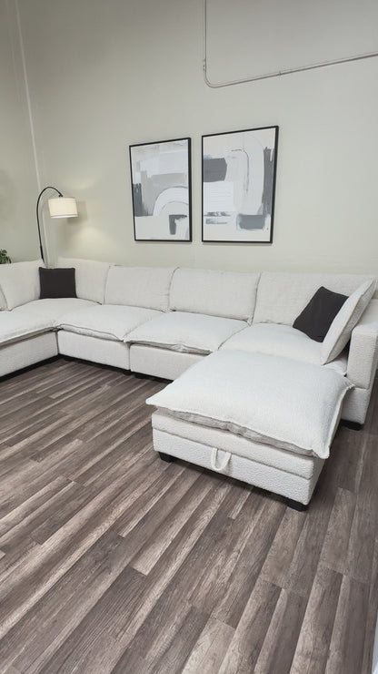 New In Box Cloud Boucle Modular Sectional - 6 Piece